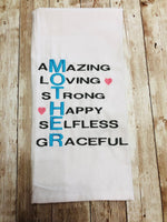 Mother Description Linen Kitchen Towel,Mothers Day Gift Kitchen Decor - Memes Custom Stitches LLC