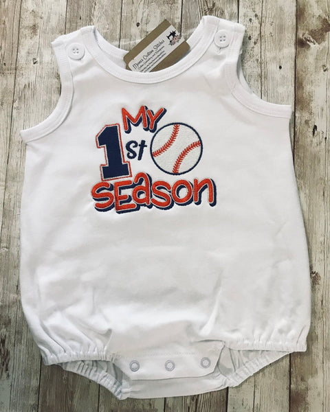 My First Baseball Season Unisex Baby Bubble Sunsuit ,Baseball Lover Baby Gift - Memes Custom Stitches LLC