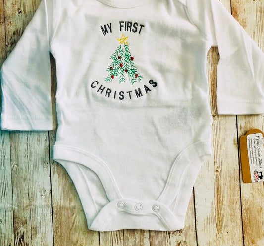 My First Christmas Baby Unisex Onesie Bodysuit Gift - Memes Custom Stitches LLC