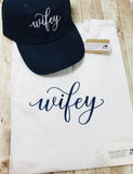 New Wifey Trendy Casual Unisex Cotton TShirt Hat Set , New Bride Wedding Gifts - Memes Custom Stitches LLC