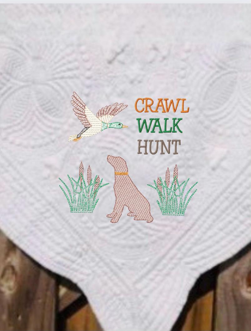 Newborn Baby Boy Dog Duck Hunting Quilt Blanket Shower Gift - Memes Custom Stitches LLC