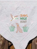 Newborn Baby Boy Dog Duck Hunting Quilt Blanket Shower Gift - Memes Custom Stitches LLC