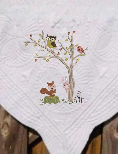 Newborn Baby Country Animals Tree Unisex Quilt Blanket Shower Gift - Memes Custom Stitches LLC