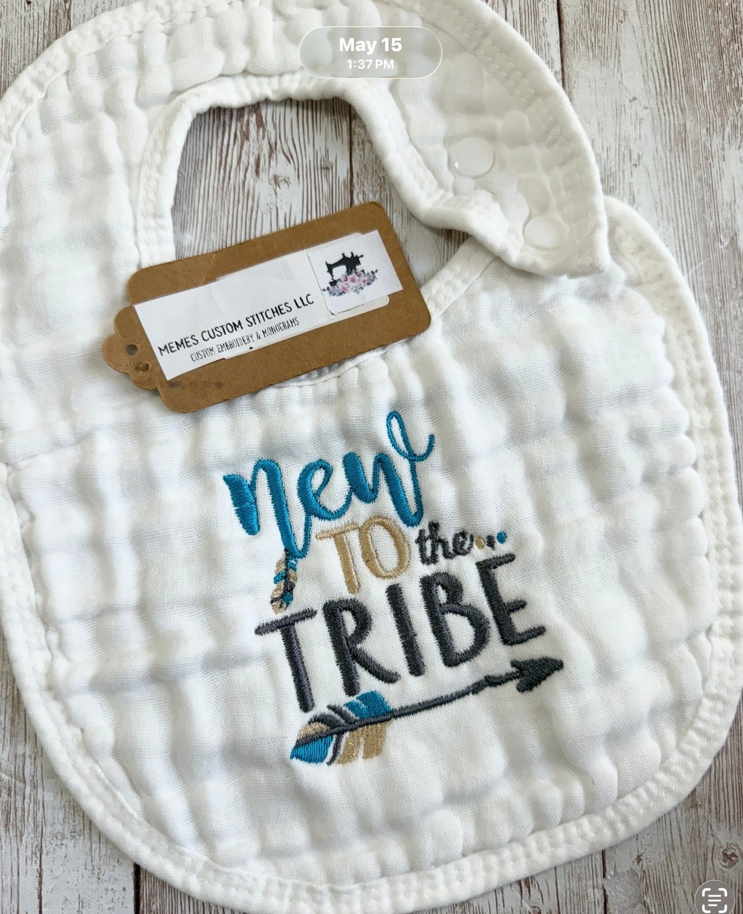 Newborn Baby Unisex Muslin Bib Gift Set New to Tribe - Memes Custom Stitches LLC
