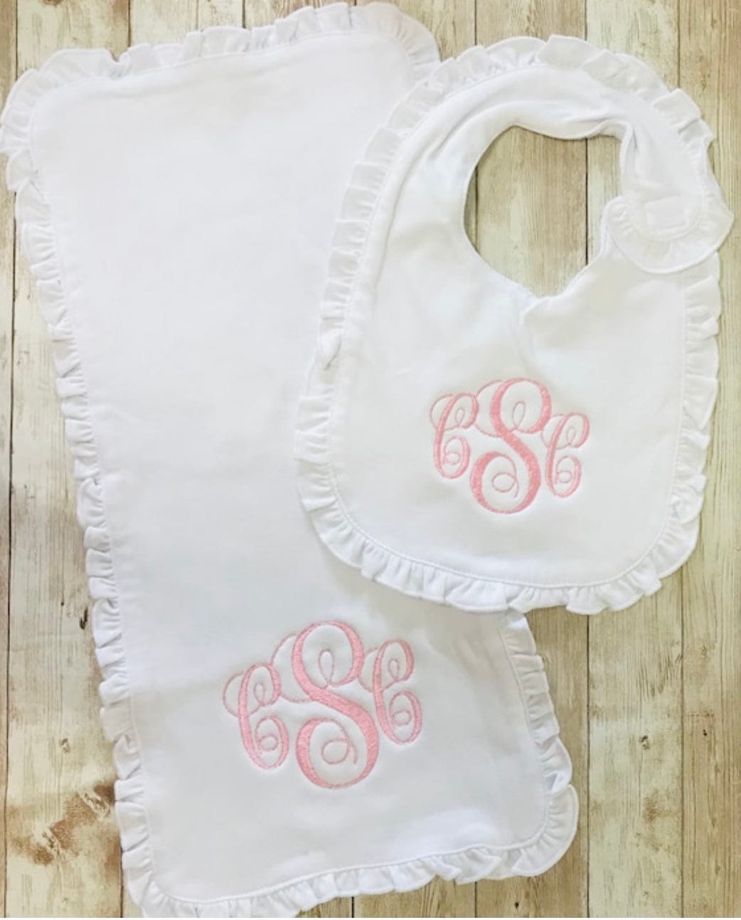 Newborn Home Coming Monogram Ruffled Set, New Mom Baby Girl Shower Gift - Memes Custom Stitches LLC