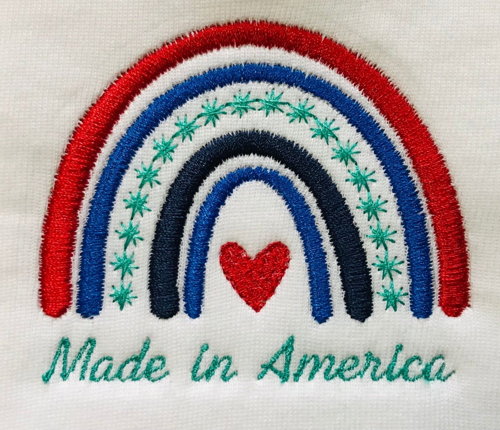 Patriotic Rainbow Made in America Baby Bubble Romper, Custom Baby Boutique Clothes - Memes Custom Stitches LLC