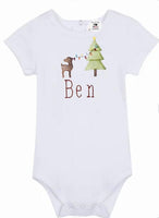 Personalized Baby Christmas Tree Deer Unisex Onesie Bodysuit Gift - Memes Custom Stitches LLC