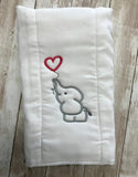 Personalized Baby Elephant with Heart Balloon Embroidered Unisex Burp Cloth , Baby Newborn Shower Gift, Baby Accessories - Memes Custom Stitches LLC