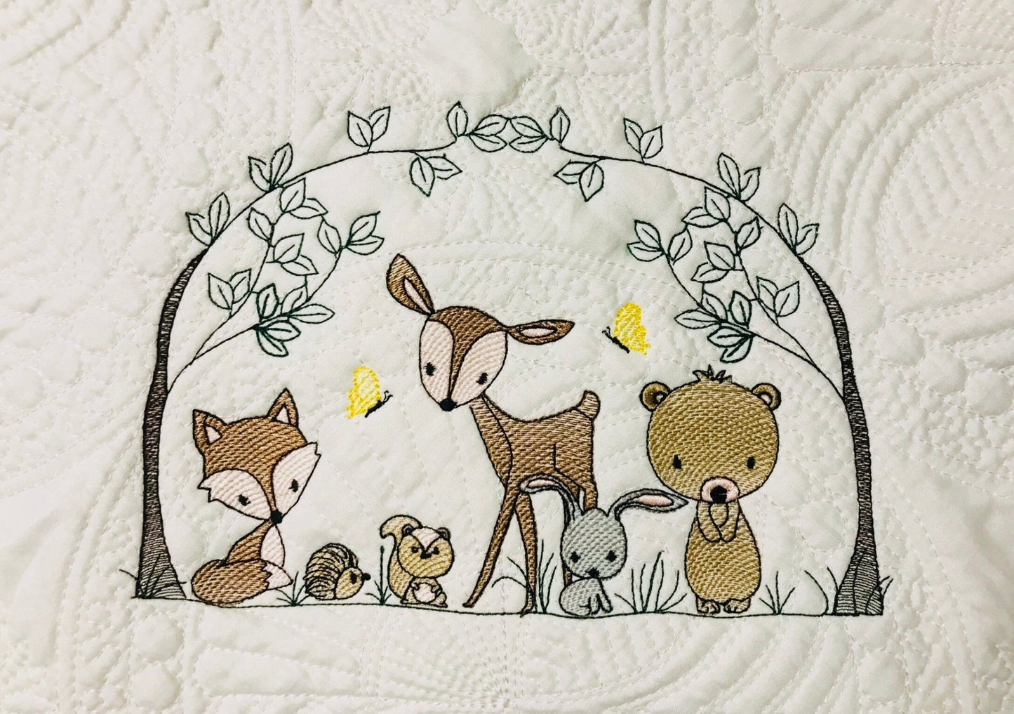 Personalized Baby Forest Animals Name Birth Announcement Keepsake Quilted Pillow Cover, Newborn New Mom Gift - Memes Custom Stitches LLC