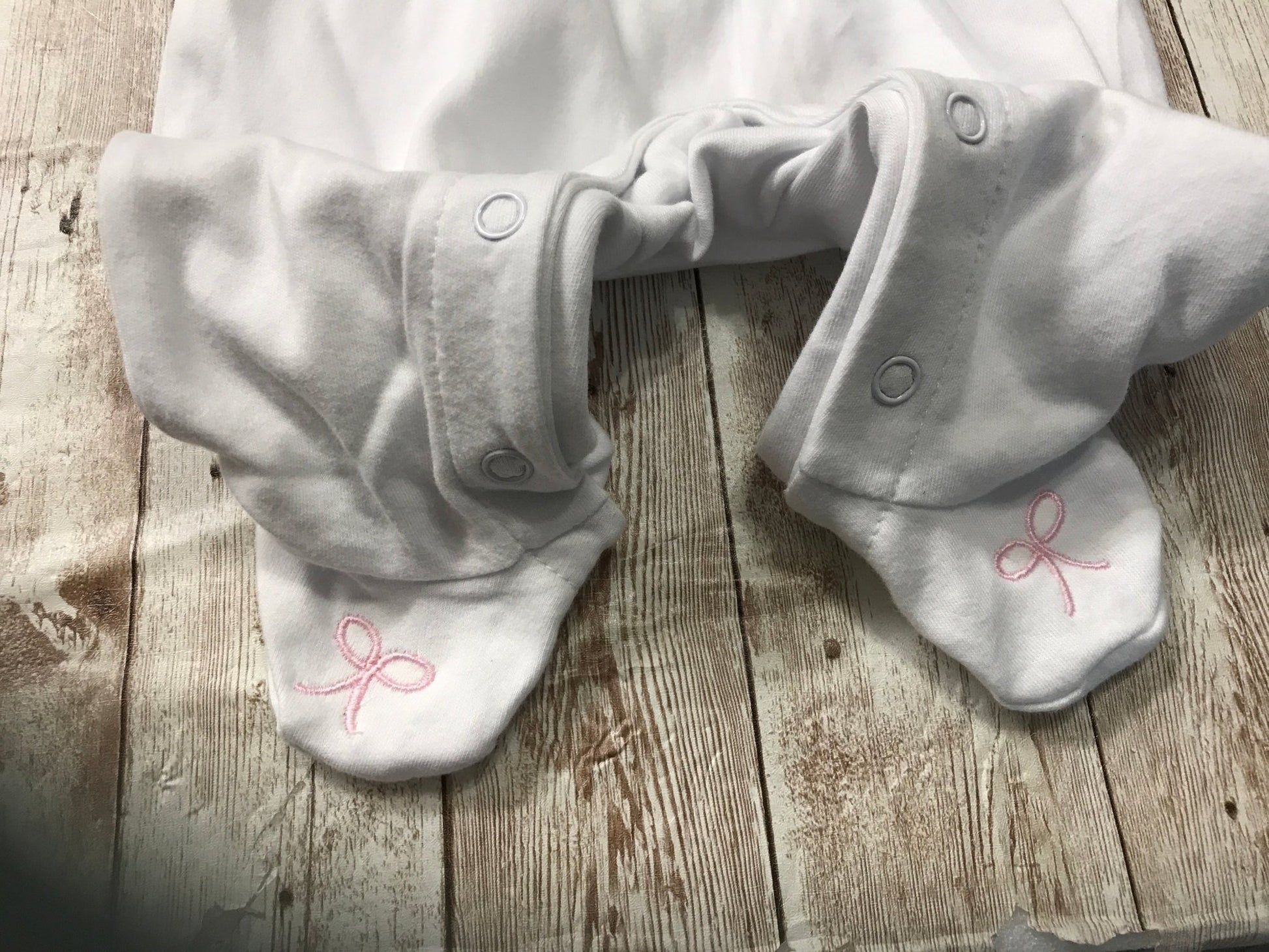 Personalized Baby Girl Coquette Pink Bow Collared Footie Sleeper - Memes Custom Stitches LLC