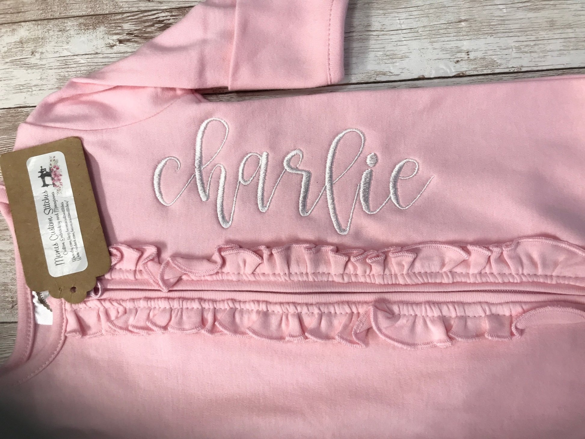 Personalized Baby Girl Newborn Ruffle Footie Sleeper Gift - Memes Custom Stitches LLC