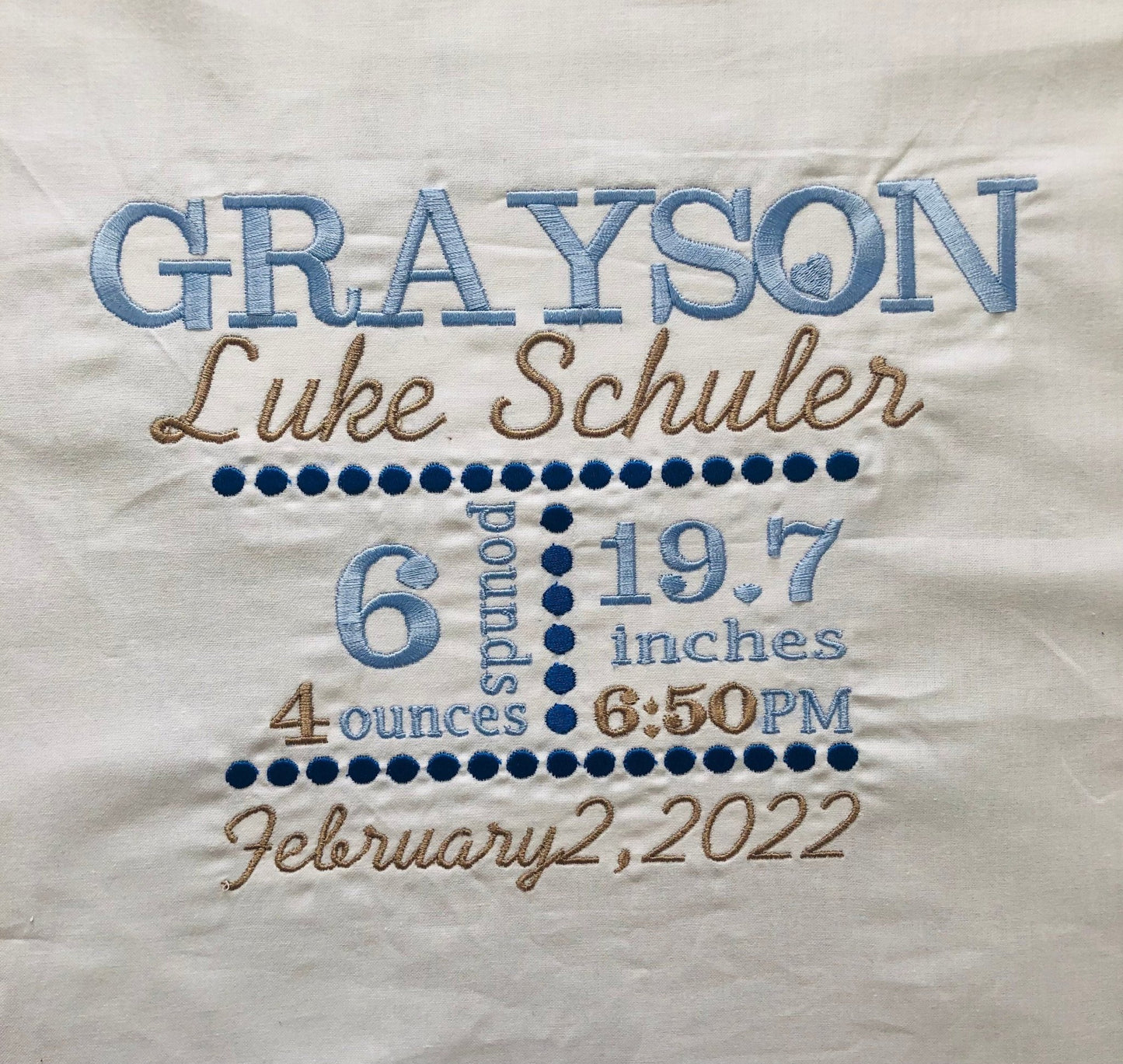 Personalized Birth Announcement Handmade Pillow Cover,Newborn New Parent Gift - Memes Custom Stitches LLC