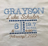 Personalized Birth Announcement Handmade Pillow Cover,Newborn New Parent Gift - Memes Custom Stitches LLC