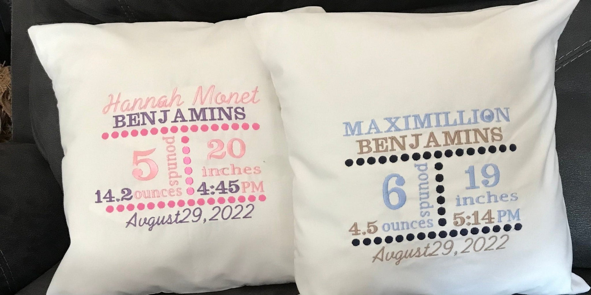 Personalized Birth Announcement Handmade Pillow Cover,Newborn New Parent Gift - Memes Custom Stitches LLC