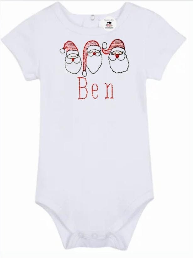 Personalized Christmas Trio Santa Unisex Baby Onesie Bodysuit Gift - Memes Custom Stitches LLC