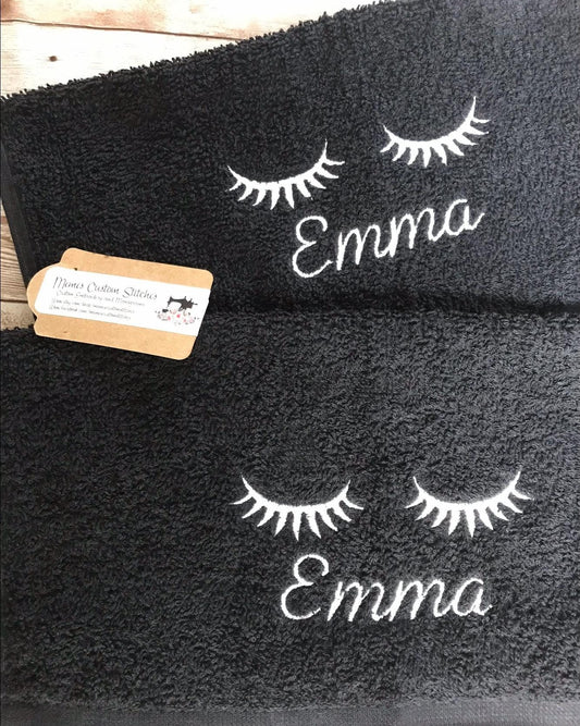 Personalized Eyelash Beauty Makeup Removal Washcloth Set Gift - Memes Custom Stitches LLC