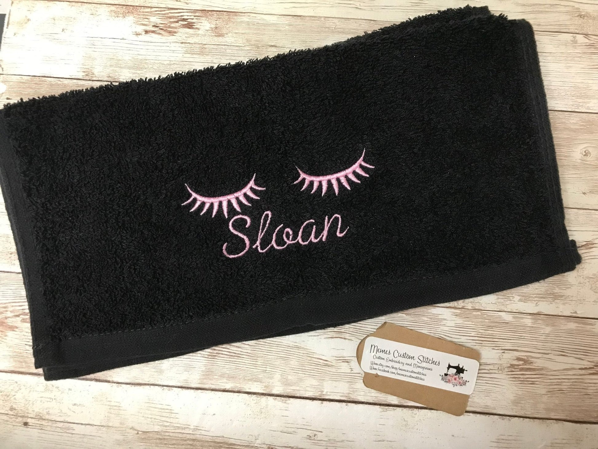 Personalized Eyelash Beauty Makeup Removal Washcloth Set Gift - Memes Custom Stitches LLC