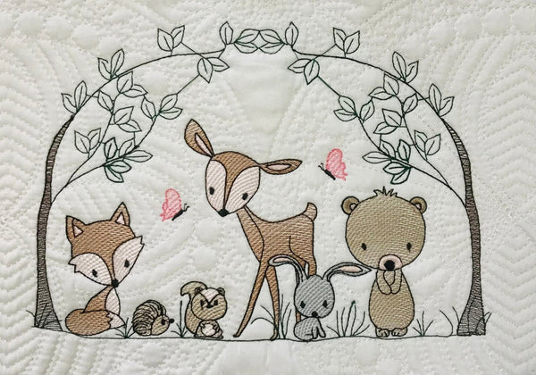 Personalized Handmade Forest Animals Baby Toddler Quilt Blanket ,Baby Shower Gift, Nursery Decor - Memes Custom Stitches LLC