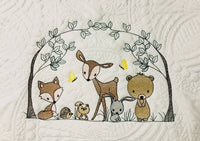 Personalized Handmade Forest Animals Baby Toddler Quilt Blanket ,Baby Shower Gift, Nursery Decor - Memes Custom Stitches LLC