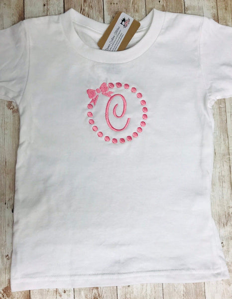 Personalized Initial Baby Girl Toddler Pink Bow T - Shirt, Summer Vacation Kids Clothes - Memes Custom Stitches LLC