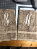 Personalized Large Initial Bath Towel Sets, Wedding Housewarming Gifts - Memes Custom Stitches LLC