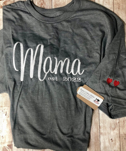 Personalized Mama Dad Grandparent Heart Adult Unisex Tshirt - Memes Custom Stitches LLC