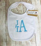 Personalized Monogram Baby Boy Bib Burp Cloth Blanket Set,Newborn Shower Gift - Memes Custom Stitches LLC