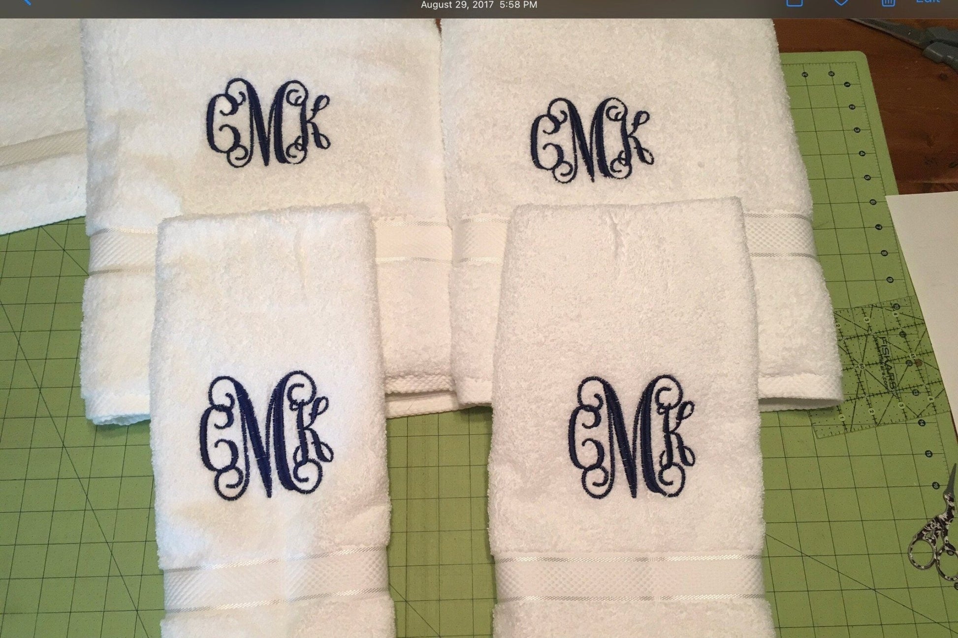 Personalized Monogram Bath Towel Sets ,Wedding Gifts,Bathroom Decor - Memes Custom Stitches LLC