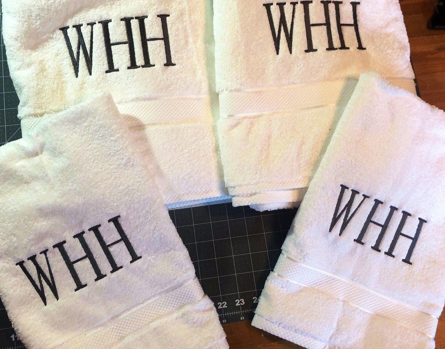 Personalized Monogram Bath Towel Sets ,Wedding Gifts,Bathroom Decor - Memes Custom Stitches LLC