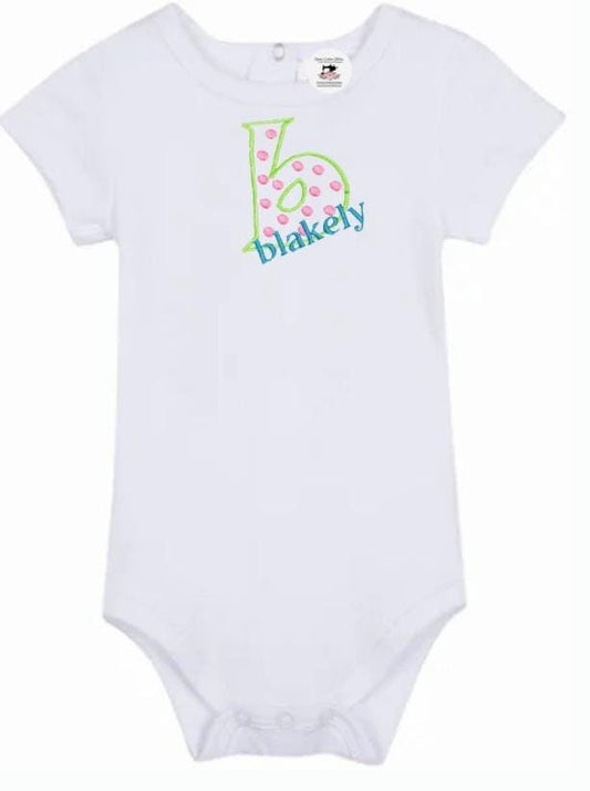 Personalized Monogram Initial Name Baby Girl Onesie Bodysuit Gift - Memes Custom Stitches LLC