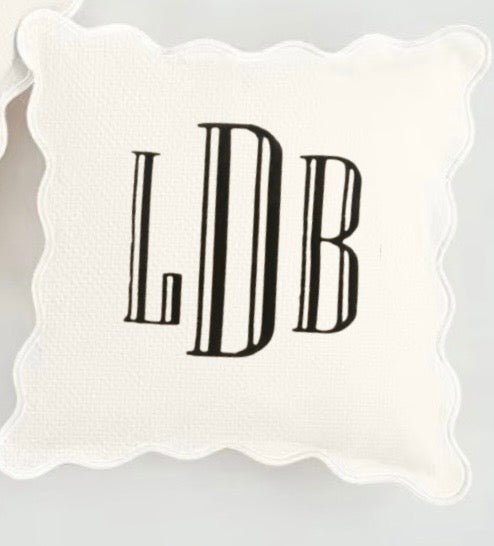 Personalized Monogram Scalloped Pillow Cover - Memes Custom Stitches LLC