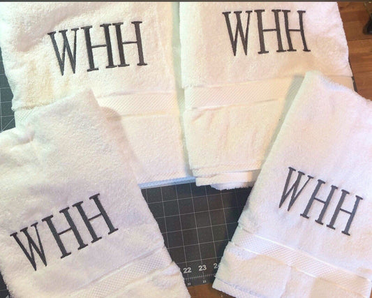 Personalized Monogram Towel Sets Bath Decor, Wedding Gifts - Memes Custom Stitches LLC