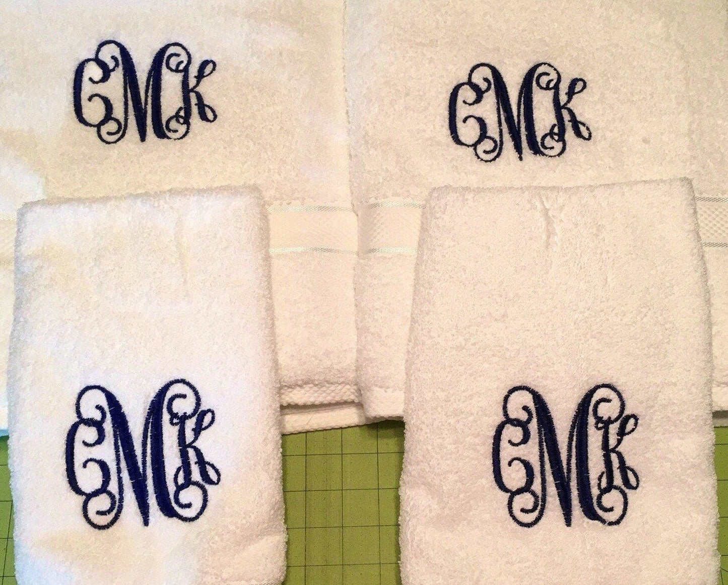 Personalized Monogram Towel Sets Bath Decor, Wedding Gifts - Memes Custom Stitches LLC