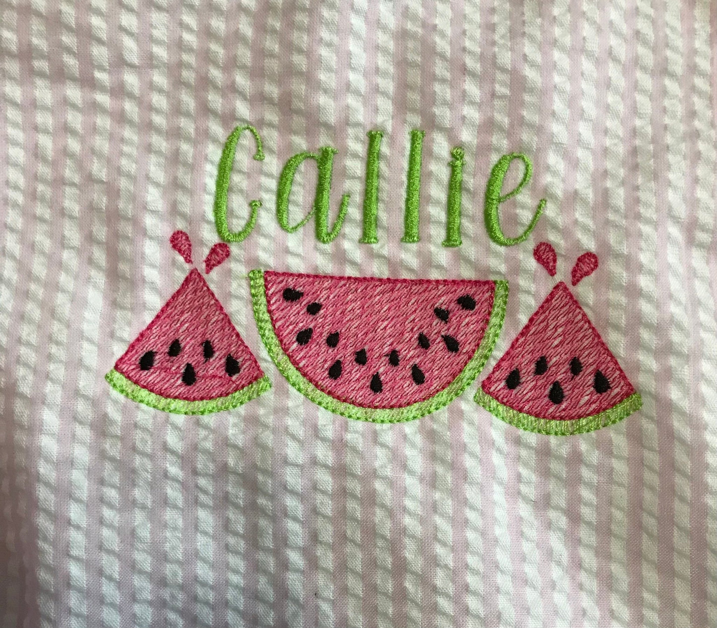 Personalized Name Baby Girls Toddler Watermelon Summer Vacation Seersucker Sun Bubble Romper - Memes Custom Stitches LLC