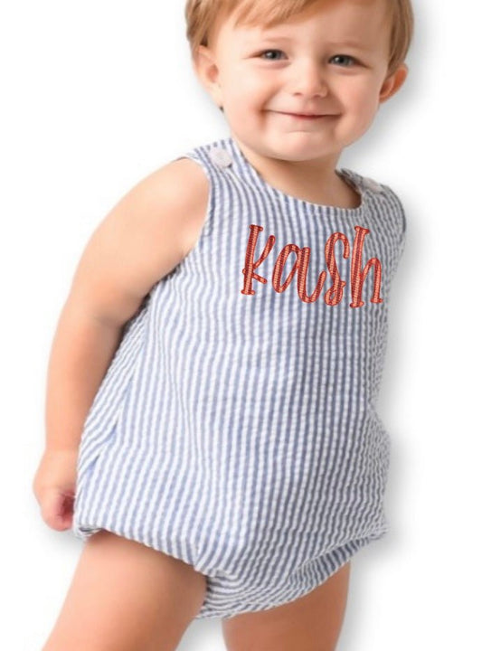 Personalized Name Baby Unisex Seersucker Sunsuit - Memes Custom Stitches LLC