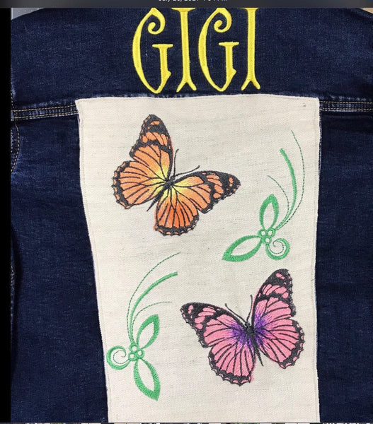 Personalized Name Butterfly Denim Jacket ,Custom Denim Jacket - Memes Custom Stitches LLC