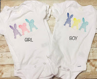 Personalized Name Easter Bunny Baby Girl Boy Infant Bodysuit Onesie - Memes Custom Stitches LLC