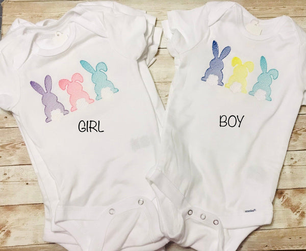 Personalized Name Easter Bunny Baby Girl Boy Infant Bodysuit Onesie - Memes Custom Stitches LLC