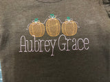 Personalized Name Fall Pumpkins Bows Baby Girl Toddler Ruffled T - Shirt - Memes Custom Stitches LLC