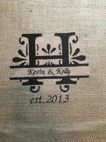 Personalized Name Handmade Burlap Pillow Cover Anniversary Birthday Gifts for Her - Memes Custom Stitches LLC