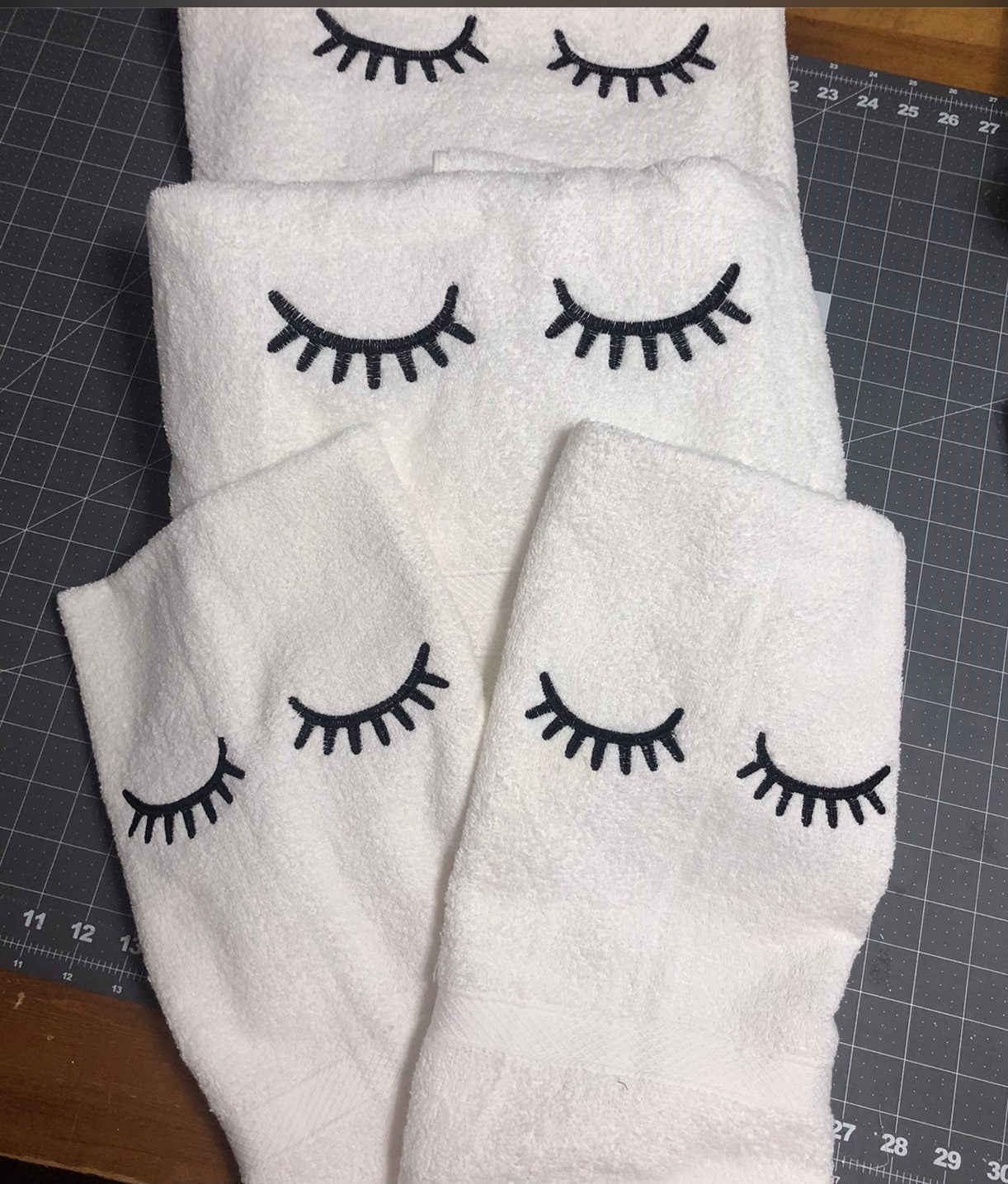 Personalized Name Makeup Remover Eyelash Bath Towel Sets, Birthday Hostess Gifts - Memes Custom Stitches LLC