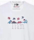 Personalized Name Toddler Boy Patriotic Dinosaurs Summer July 4th T - Shirt - Memes Custom Stitches LLC