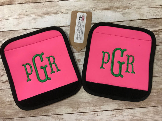 Personalized Name/Monogram Set Handle Wraps,Monogram Travel Accessories,Birthday Gifts - Memes Custom Stitches LLC