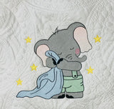 Personalized Sleepy Elephant Baby Quilt ,Baby Shower Gift, Nursery Decor - Memes Custom Stitches LLC