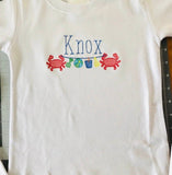 Personalized Summer Vacation Crab Baby Toddler Kids TShirt - Memes Custom Stitches LLC