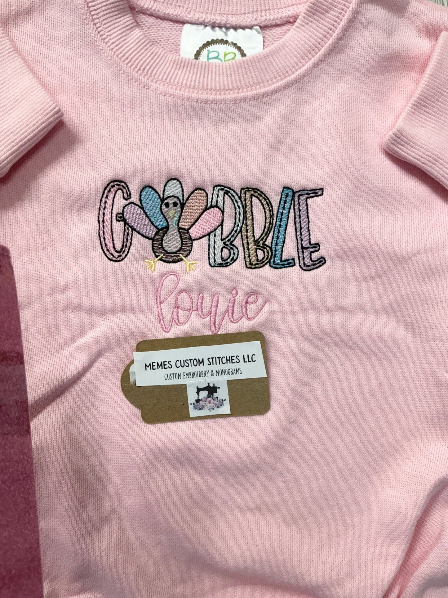 Personalized Thanksgiving Turkey Gobble Baby Unisex Sweatshirt Bubble Romper - Memes Custom Stitches LLC