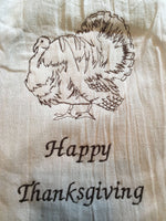 Primitive Rustic Farmhouse Turkey Happy Thanksgiving TeaTowel - Memes Custom Stitches LLC