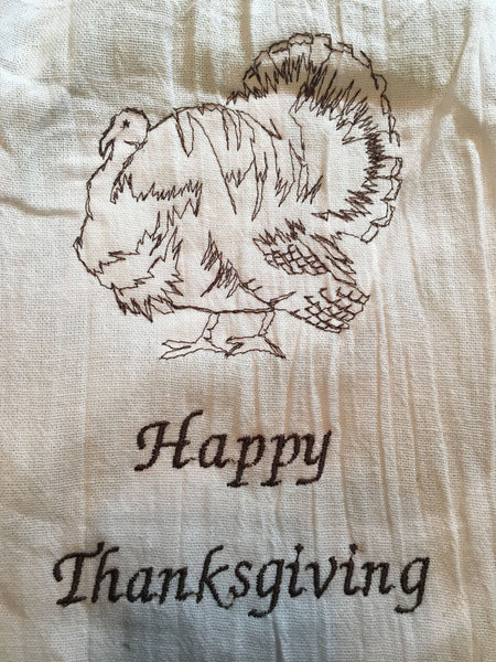 Primitive Rustic Farmhouse Turkey Happy Thanksgiving TeaTowel - Memes Custom Stitches LLC