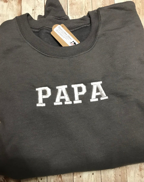 Simple Personalized Name Papa Dad Man Unisex Crew Sweatshirt - Memes Custom Stitches LLC