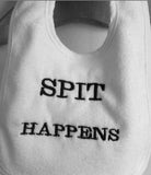 Spit Happens Baby Bib, Newborn Toddler Bibs, Newborn Gifts - Memes Custom Stitches LLC